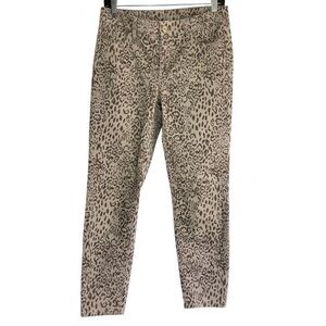 White House Black Market Beige Mid-Rise Leopard Crop Jeans size 4